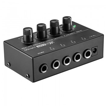 HA400 Ultra-compact 4 Channels Mini Audio Stereo Headphone Amplifier With Power Adapter Black