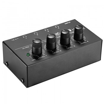 HA400 Ultra-compact 4 Channels Mini Audio Stereo Headphone Amplifier With Power Adapter Black