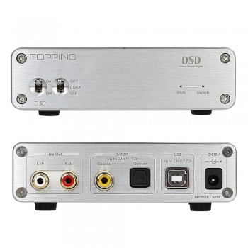 TOPPING D30 decoder CS4398 chip USB Coaxial Optical Input XMOS CS4398 24Bit 192KHz dsd 128  decoder amplifier