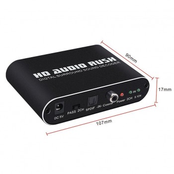 HD Audio Rush Digital Audio Surround Decoder 5.1 Channel Optical SPDIF / Coaxial Dolby AC3 / DTS Converter 2#