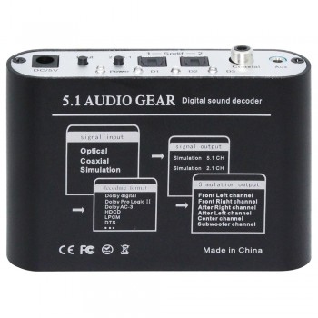 Digital to Analog 5.1 Audio Gear Adapter RCA Dolby AC3 DTS with Optical Coaxial Input audio output EU or US or AU or UK PLUG