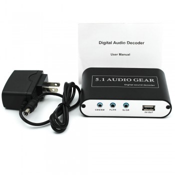 Digital to Analog 5.1 Audio Gear Adapter RCA Dolby AC3 DTS with Optical Coaxial Input audio output EU or US or AU or UK PLUG