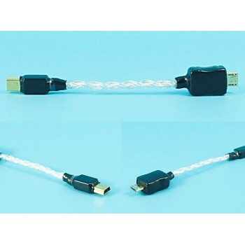 10CM Mini USB to Micro USB Audiophile HiFi Pure Silver Cable OTG Cable Data Cable