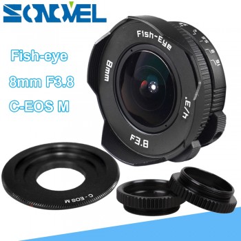 8mm F3.8 Fish-eye CCTV Lens Manual Wide Angle Fisheye Lens Focal length Fish eye Lens Suit For Canon EOS M M2 M3 M5 M6 M10