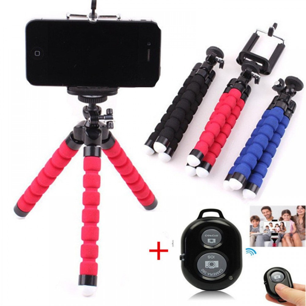 Phone Tripod Holder Flexible Sponge Octopus Tripod Stand Mount Bluetooth Remote Shutter Selfie Stick Self-timer Tripod Bracket