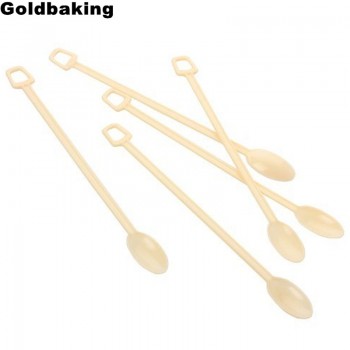 Goldbaking Disposable Coffee Stirrer Spoon Plastic Stir Stirrer Mini Stir Tea Swizzle Sticks Beige 450 Pieces