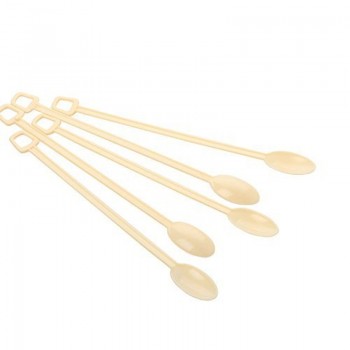 Goldbaking Disposable Coffee Stirrer Spoon Plastic Stir Stirrer Mini Stir Tea Swizzle Sticks Beige 450 Pieces