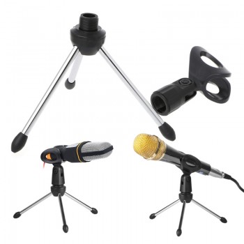 Folding Adjustable Desktop Handheld Mic Microphone Clip Holder Stand Tripod A-1