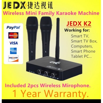 JEDX k2 Android TV Box PC Home KTV Mini Karaoke Echo System Digital Sound Audio Singing Machine with 2pcs Wireless Microphone