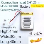 Free shipping 3.7V lithium polymer battery 043040 403040 600mAh MP3 MP4 GPS Bluetooth lithium battery small stereo bluetooth GPS