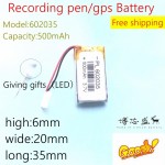 Free shipping Polymer battery 500 mah 3.7 V 602035 smart home MP3 speakers Li-ion battery for dvr,GPS,mp3,mp4,cell phone,speaker