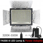 Yongnuo YN300 III YN-300 lIl 3200k-5500K CRI95+ Pro LED Video Light with Remote Control + AC DC Power Adapter for Canon Nikon