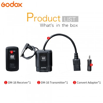 Godox DM-16 Wireless Studio Flash Trigger 433HMz 16 Channels Transmitter + Receiver Kit Single Triggerling piont For DSLR Camera