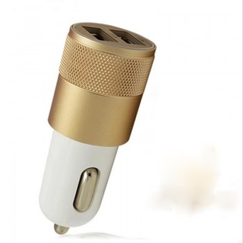 Double USB Car Charger Charging Metal Flat Mobile Phone Universal Charging 2.1V Small Steel Cannon Mini Auto Charger