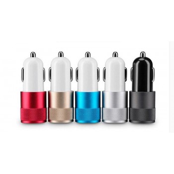 Double USB Car Charger Charging Metal Flat Mobile Phone Universal Charging 2.1V Small Steel Cannon Mini Auto Charger