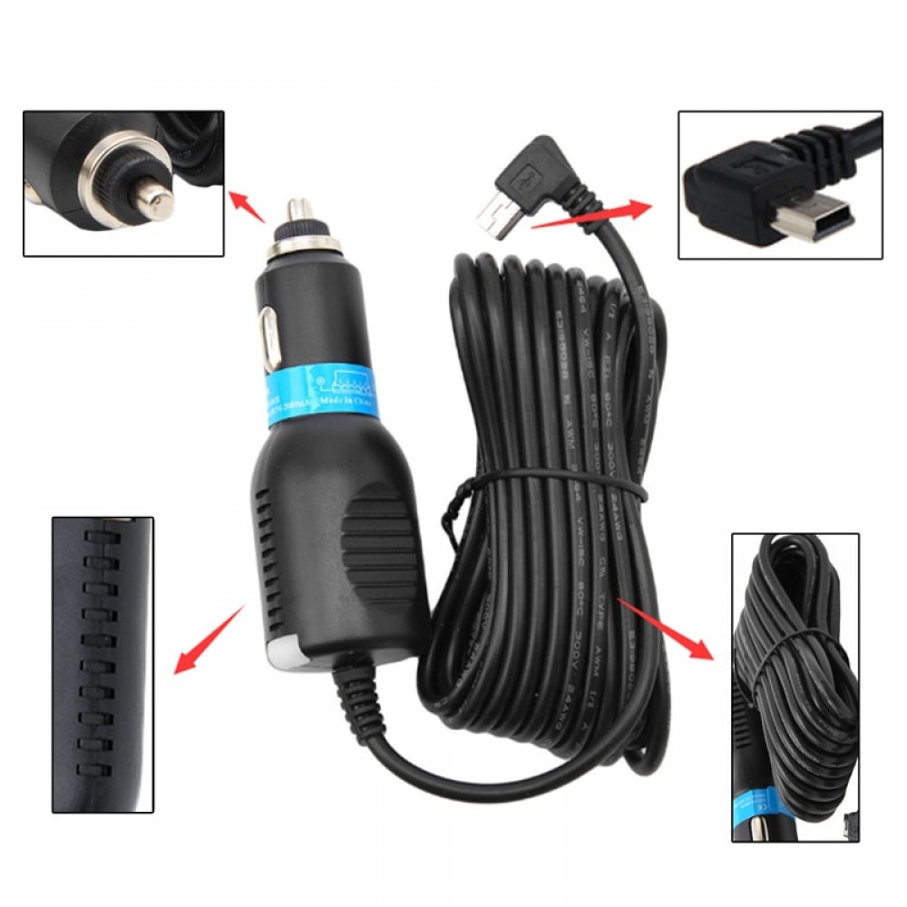 Free shipping New Hot 1 Pc Mini USB DC 5V 2000mA Auto Car Power Charger Adapter Cable Cord For GPS Car Camera 3.5m