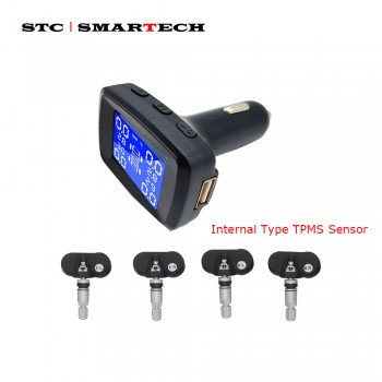 SMARTECH TPMS with Car Charger, Universal Cigarette lighter Digital LCD Display Auto Security Alarm Systems Tyre Pressure