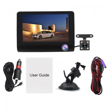 Triple Lens  DVR Dash Cam Safety Speed Control Voice System Vehicle Night vision  3 Cameras Car Recorders