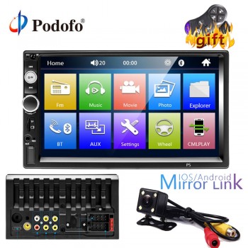 Podofo 2 din car radio 7 MP5 Player Touch Screen Digital Display Bluetooth Multimedia USB/DVR/FM/mirror link 2din Autoradio