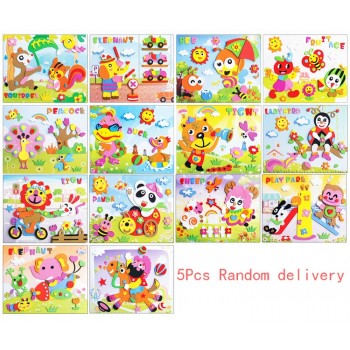 5Pcs Handmade 3D Children DIY Foam Mosaic Stickers Art EVA Cartoon Crystal 3D Sticker Creative Educational Toys For Kids