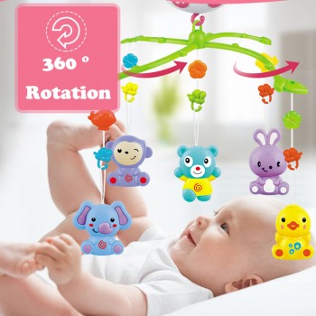 4 in 1Musical Crib Mobile Bed Bell Kawaii Animal Baby Rattle Rotating Bracket Toys Giraffe Holder Wind-up Music Box Gift oyuncak