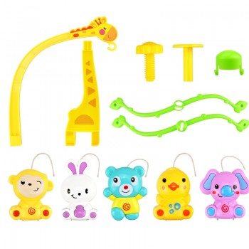 4 in 1Musical Crib Mobile Bed Bell Kawaii Animal Baby Rattle Rotating Bracket Toys Giraffe Holder Wind-up Music Box Gift oyuncak