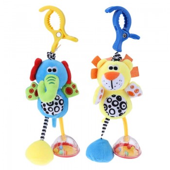 Baby Kids Toys Rattles Soft Plush Animal Elephant and Lion Clip Baby Hanging Toys Dolls Stroller Crib Hanging Wind Chimes