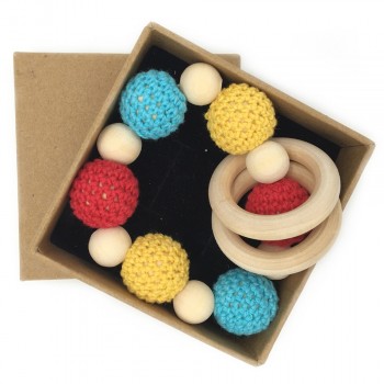 Wooden Teething Bracelets Can Chew Crochet Beads Baby Rattle Wooden Beads Baby Toys Organic Rattle Wooden Bracelets