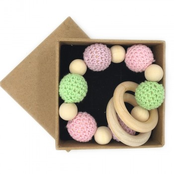 Wooden Teething Bracelets Can Chew Crochet Beads Baby Rattle Wooden Beads Baby Toys Organic Rattle Wooden Bracelets