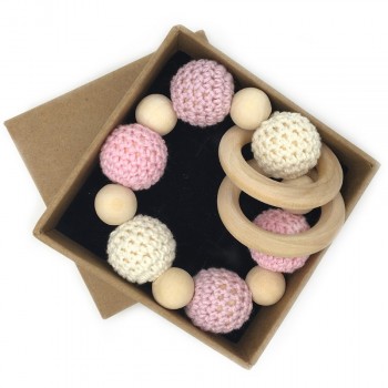 Wooden Teething Bracelets Can Chew Crochet Beads Baby Rattle Wooden Beads Baby Toys Organic Rattle Wooden Bracelets