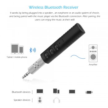 Mini 3.5mm Jack Bluetooth Car Kit Handsfree Music Audio Receiver Adapter Auto Bluetooth AUX for Speaker Headphone Car AUX