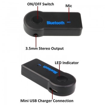 2017 Handfree Car Bluetooth Music Receiver Universal 3.5mm Streaming A2DP Wireless Auto AUX Audio Adapter With Mic For Phone MP3