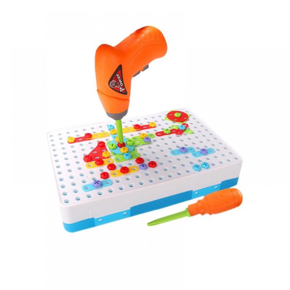 Children Electric Drill  Plastic Kids Children Drill Puzzle Educational Toys Screw Group Tool Kits Jigsaw Building Toy