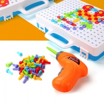 Children Electric Drill  Plastic Kids Children Drill Puzzle Educational Toys Screw Group Tool Kits Jigsaw Building Toy