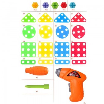 Children Electric Drill  Plastic Kids Children Drill Puzzle Educational Toys Screw Group Tool Kits Jigsaw Building Toy