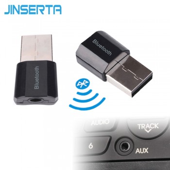 JINSERTA Universal 3.5mm jack Bluetooth Car Kit Hands free Music Audio Receiver Adapter Auto AUX Kit for Speaker Headphone