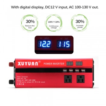 4000W/5000W Solar Car Power Inverter LED DC12/24V to AC110/220V Sine Wave Converter 4 USB Interfaces