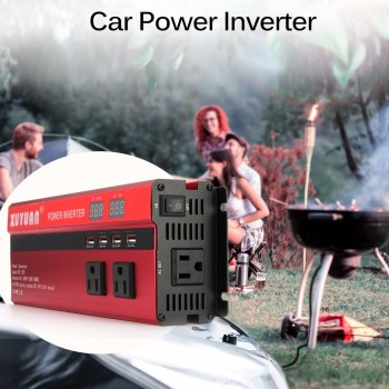 4000W/5000W Solar Car Power Inverter LED DC12/24V to AC110/220V Sine Wave Converter 4 USB Interfaces