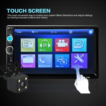 7 Inch LCD 2 DIN HD Car Radio MP5 Player In-Dash Touch Screen Bluetooth HD Rear View Camera Car Stereo FM + Wireless Remote New