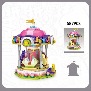 City Playground rides mini block Ferris wheel UFO Catcher pirate ship Merry-go-round Rotating aircraft stacking bricks toys