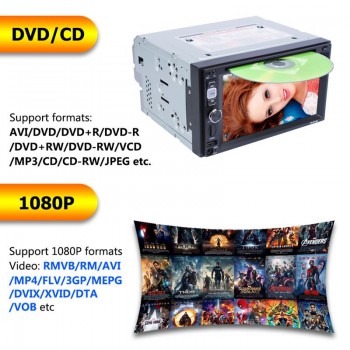 Universal DC 12V Full HD 1080P 2 DIN Car Multimedia CD DVD Player Player Steering Wheel Control FM Radio Bluetooth Player