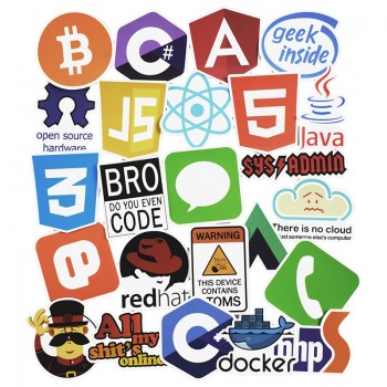 50 Pcs Internet Java JS Php Html Cloud Docker Bitcoin Programming Language APP Logo Cool Stickers for Laptop Car DIY Stickers