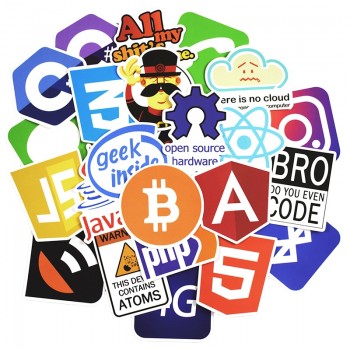 50 Pcs Internet Java JS Php Html Cloud Docker Bitcoin Programming Language APP Logo Cool Stickers for Laptop Car DIY Stickers