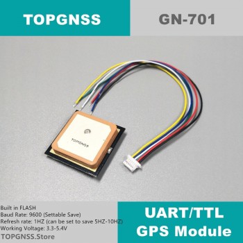 3.3-5V TTL UAR GPS Modue GN-701 GNSS Module Antenna Receiver , built-in FLASH,NMEA0183  TOPGNSS