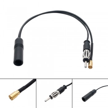 FM/AM DAB Car Radio Active Antenna Aerial Splitter Adapter Cable SMB Converter