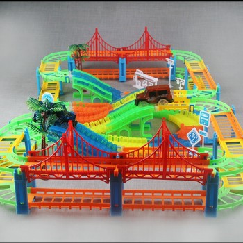 NEW 2in1 Magical Railway Flexible Track Car Set Lighting Racing Car Glow in Dark Track Toys Vehicle Model Train Gift for Boy Kid