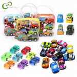 6pcs Pull Back Car Toys Car Children Racing Car Baby Mini Cars Cartoon Pull Back Bus Truck Kids Toys For Children Boy Gifts GYH