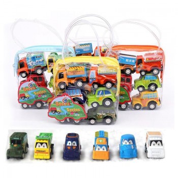 6pcs Pull Back Car Toys Car Children Racing Car Baby Mini Cars Cartoon Pull Back Bus Truck Kids Toys For Children Boy Gifts GYH