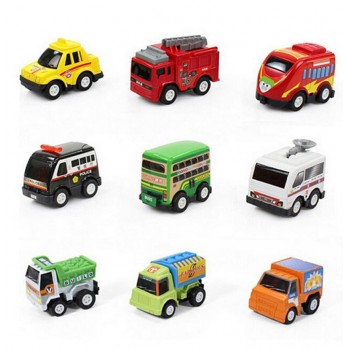 6pcs Pull Back Car Toys Car Children Racing Car Baby Mini Cars Cartoon Pull Back Bus Truck Kids Toys For Children Boy Gifts GYH