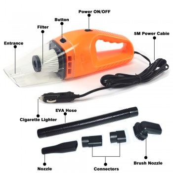 SINOVCLE Car Vacuum Cleaner Mini 12V 120W High Power Wet And Dry Dual-Use Cleaner